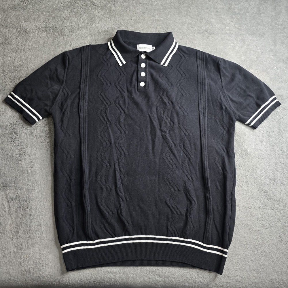 Oxknitstore Vintage Clothing 1960's Mod Style Polo Mens 4XL Black White Stripes